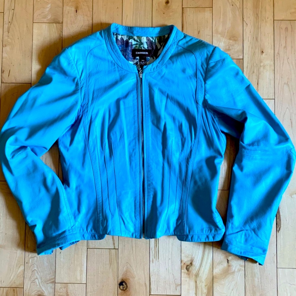 Danier Blue Leather Jacket